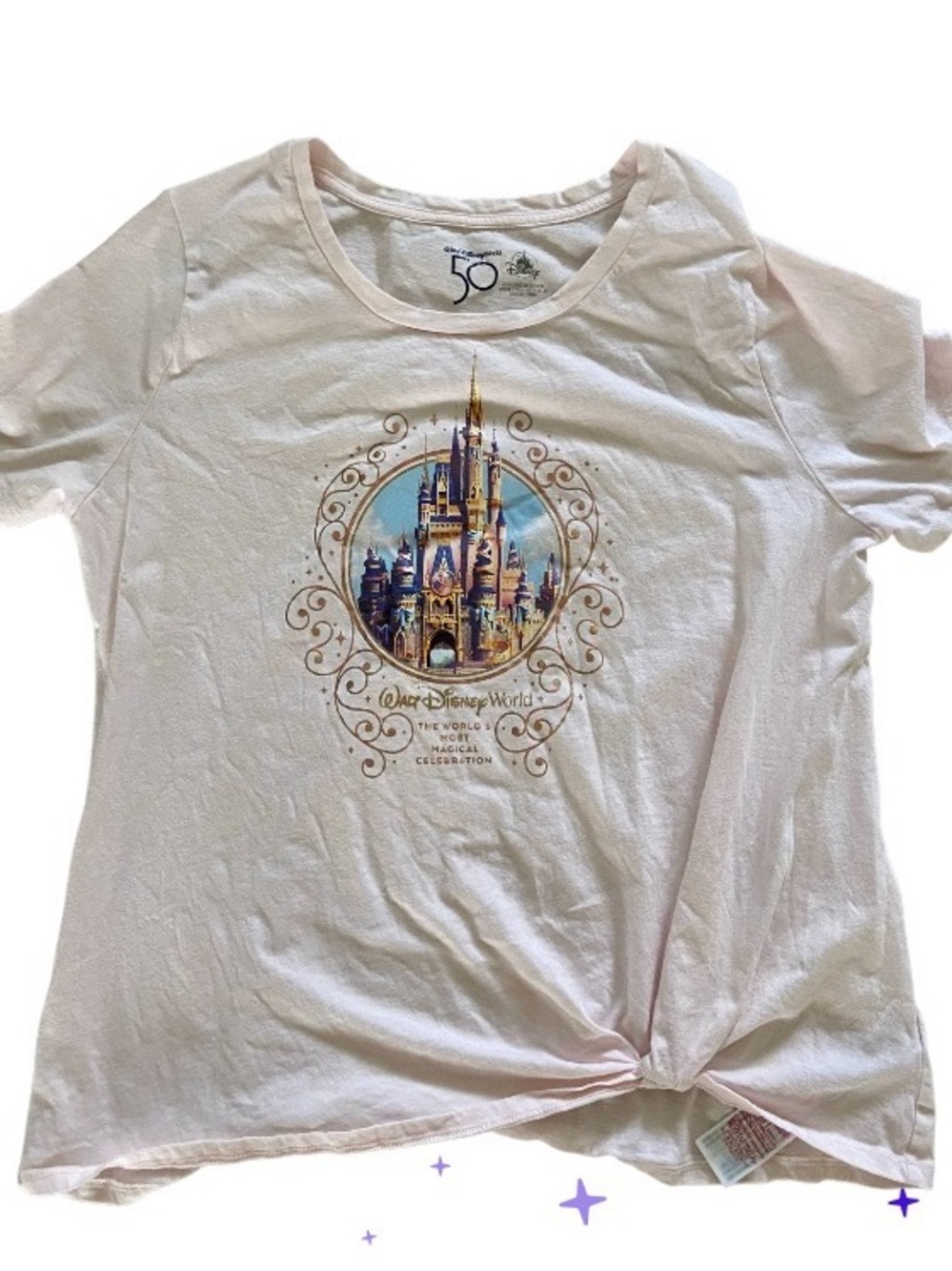 Disney Disney 50th Anniversary Pink ' Castle Graphic Tee size XL